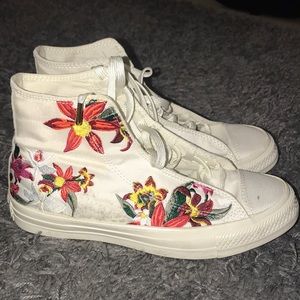 White floral high top converse